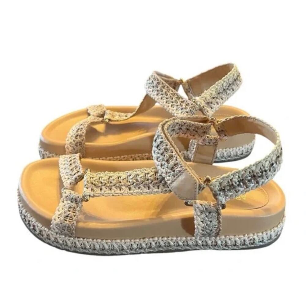 Arezzo Natural Woven Platform Sandals Tan Size 7.5 New